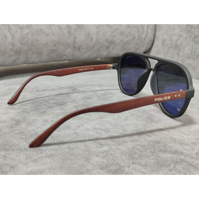 عینک آفتابی مردانه مدل خلبانی پلاریزه دسته چوبی کد 0357 UV400