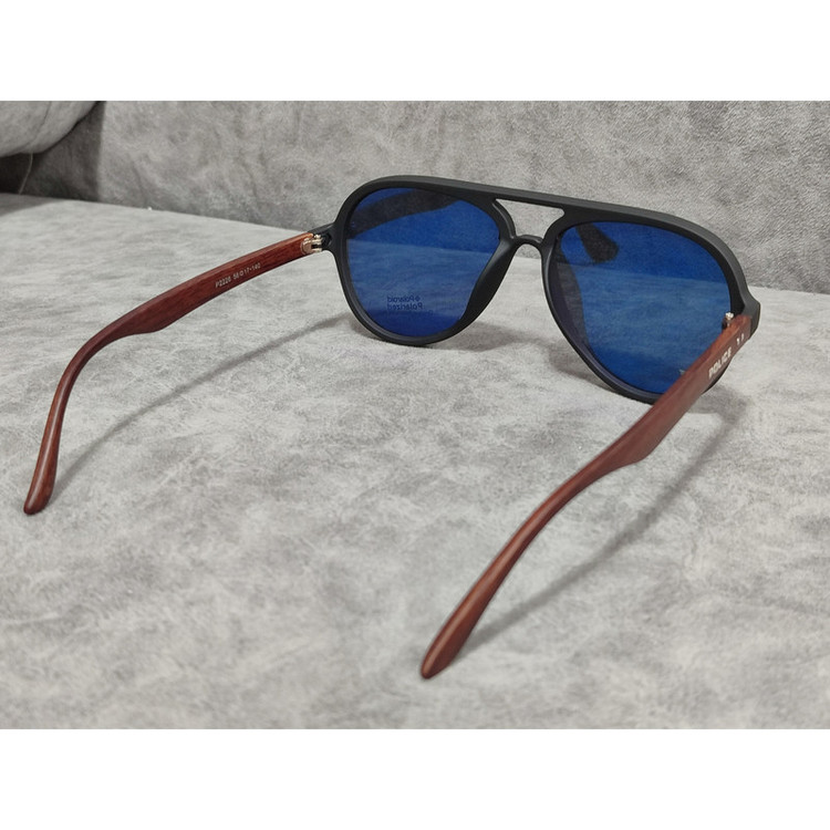 عینک آفتابی مردانه مدل خلبانی پلاریزه دسته چوبی کد 0357 UV400