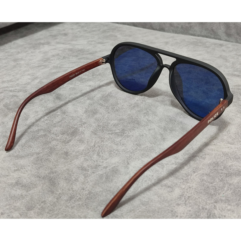 عینک آفتابی مردانه مدل خلبانی پلاریزه دسته چوبی کد 0357 UV400