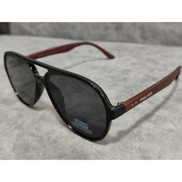 عینک آفتابی مردانه مدل خلبانی پلاریزه دسته چوبی کد 0359 UV400