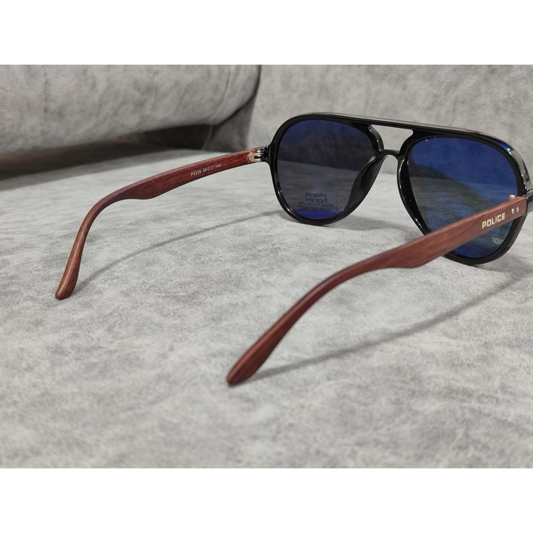 عینک آفتابی مردانه مدل خلبانی پلاریزه دسته چوبی کد 0359 UV400