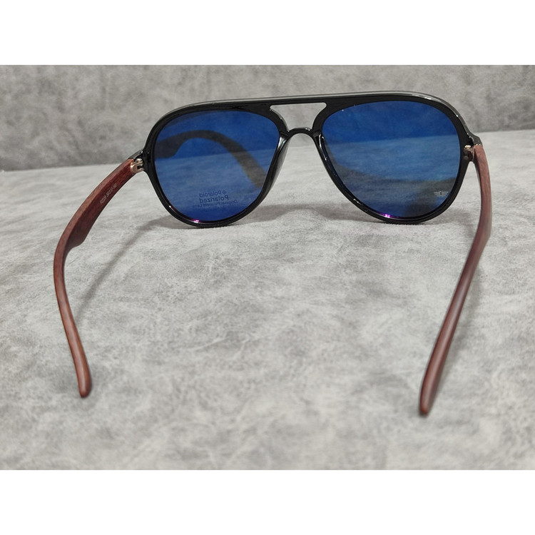 عینک آفتابی مردانه مدل خلبانی پلاریزه دسته چوبی کد 0359 UV400