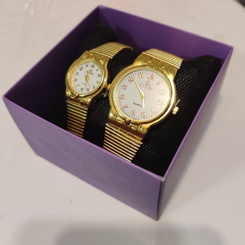 ست ساعت زنانه و مردانه فلزی صفحه سفید