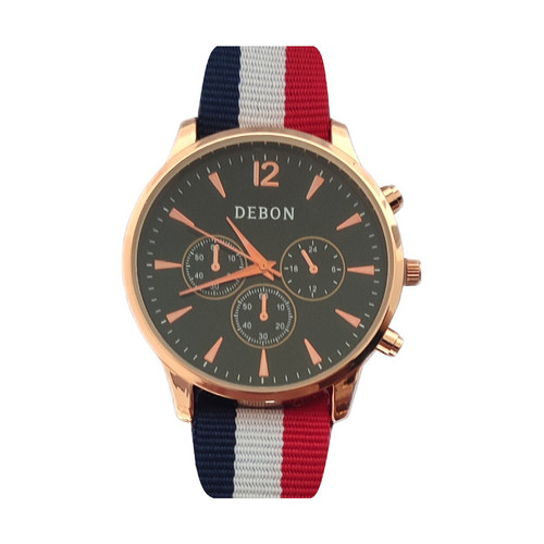 ساعت مچی عقربهای مردانه مدل بند برزنتی کد 043