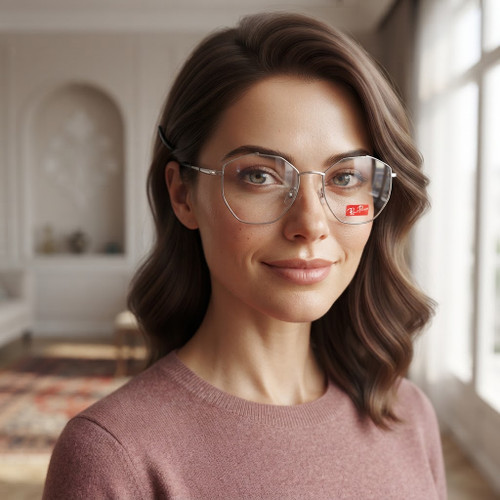 فریم عینک طبی زنانه چند ضلعی استیل کد 0390