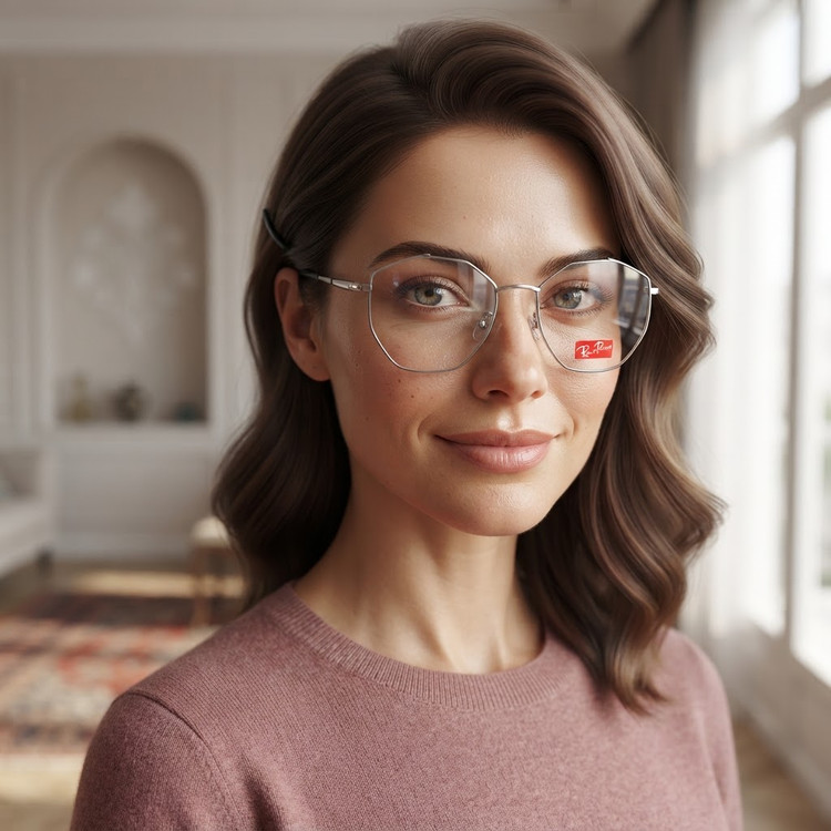 فریم عینک طبی زنانه چند ضلعی استیل کد 0390