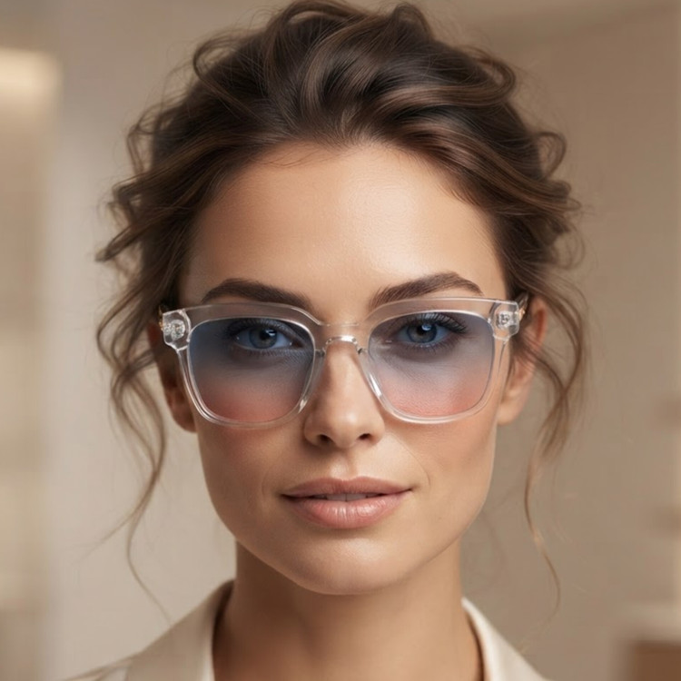 عینک آفتابی زنانه مدل ویفرر کائوچو فریم شفاف دسته فلزی کد 82 UV400