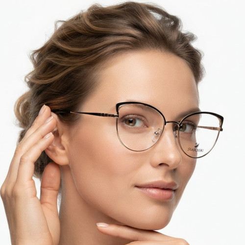 فریم عینک طبی زنانه مدل گربه ای استیل دسته فنری کد 11