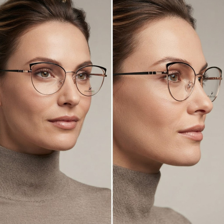 فریم عینک طبی زنانه مدل گربه ای استیل دسته فنری کد 11