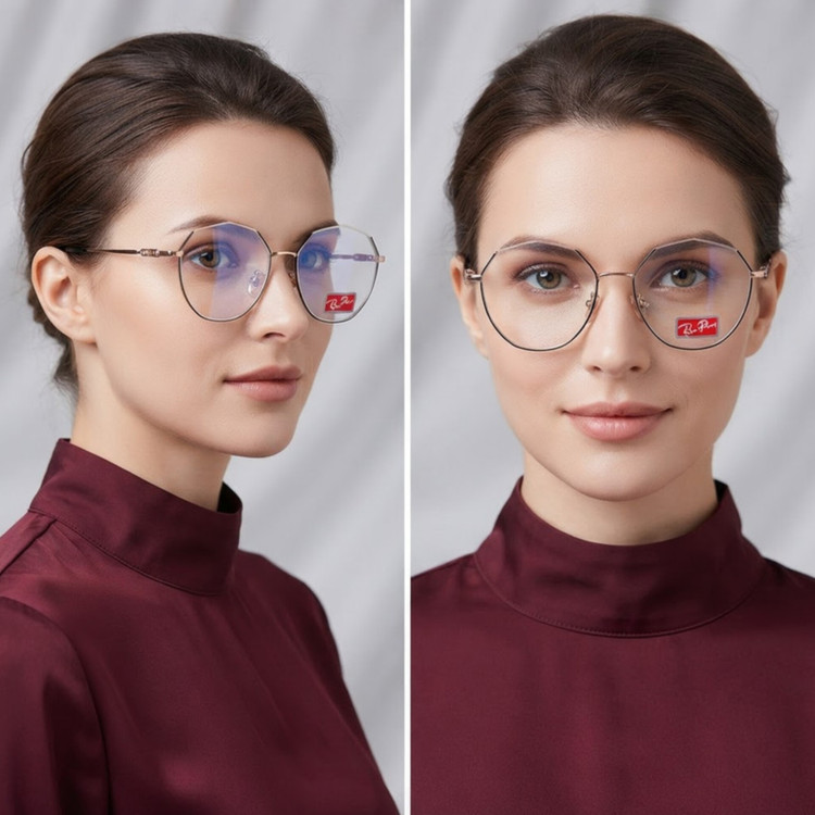 فریم عینک طبی زنانه مدل چند ضلعی استیل کد 0396