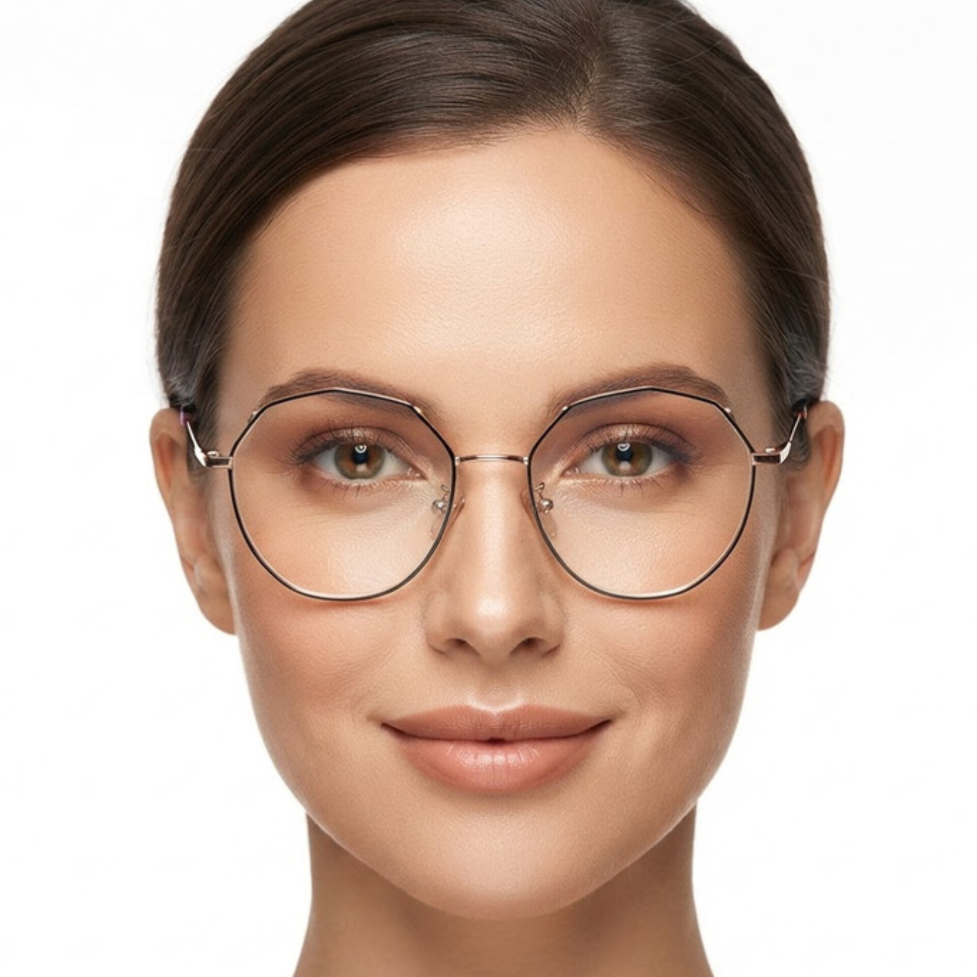 فریم عینک طبی زنانه مدل چند ضلعی استیل کد 0396