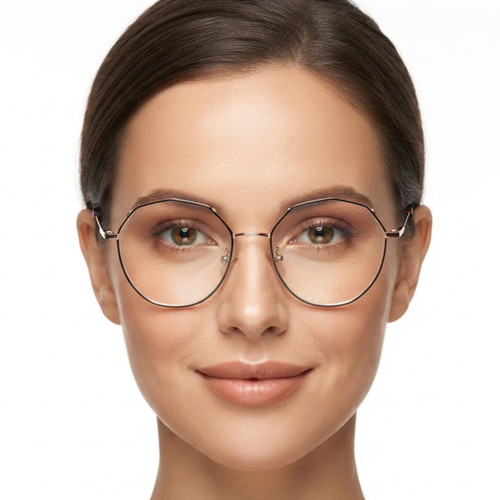 فریم عینک طبی زنانه مدل چند ضلعی استیل کد 0396
