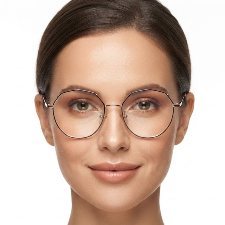فریم عینک طبی زنانه مدل چند ضلعی استیل کد 0396