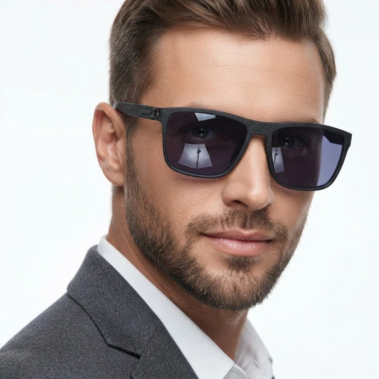 عینک آفتابی مردانه مدل مستطیل کائوچو پلاریزه کد UV400 63